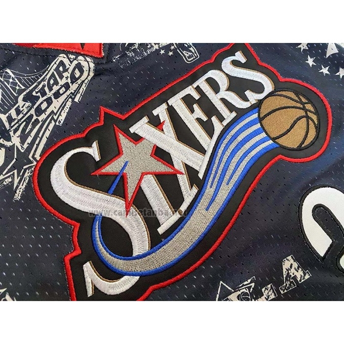 Camiseta Philadelphia 76ers Allen Iverson #3 Mitchell & Ness 1997-98 Tattoo Negro